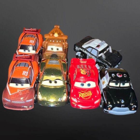 Disney Pixar Die Cast Mini Racers APB Police Car Mator Mcqueen Tim Miguel B9 - Picture 1 of 2
